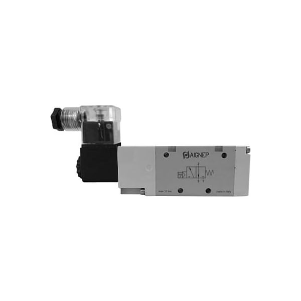 Alpha Technologies Aignep USA 3/2 Closed Single Solenoid Valve, Ext Pilot G 1/4, 24V DC/2W Coil, LED Connection 01VA03NC030302 - main